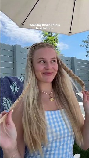 Pool Day Hairstyle: Easy Braided Bun Tutorial