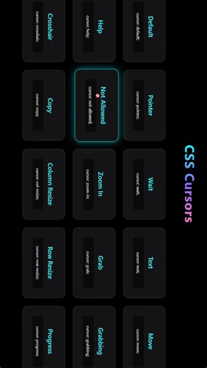 15 CSS Cursor Styles Every Developer Should Know #cursor #css #csstutorial #cssanimation #shorts
