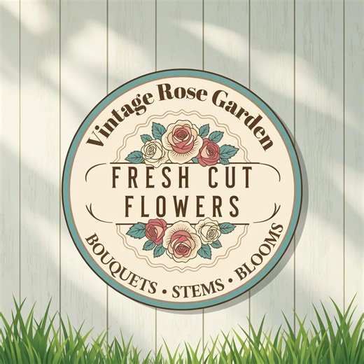 Vintage Rose Garden Sign, Farmhouse Flower Market Decor, Floral Garden Wall Art, Fresh Cut Flowers Sign, Cottage Decor
