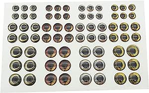 216 PCS Fishing Lure Eye Self Stick Lizard Reptile 3D 4D Eye Fly Tying Variety Simulation Making Fly Tying Fake Fish Eyes Artificial Holographic Fake Eyes 72PCS/Set 3 Set 6mm 8mm 10mm