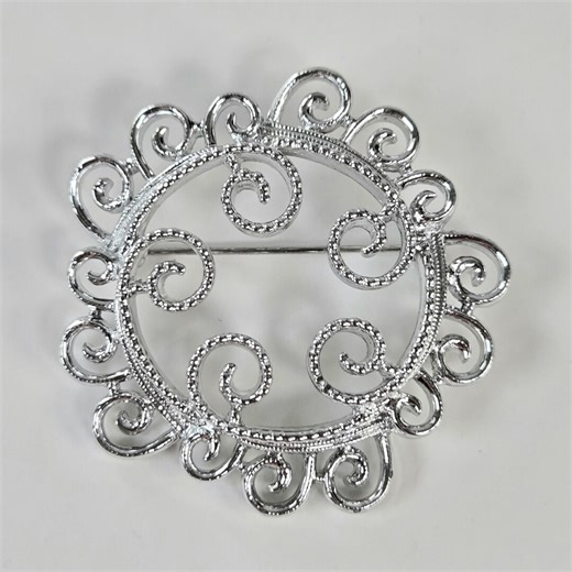 Silver Round Brooch Sarah Coventry 1971 Silvery Mist Textured Pin - Etsy