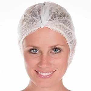 Disposable Bouffant Caps, 100 Pcs, 20 inches White Disposable Nonwoven Bouffant Caps Hair net Hair Sleeves with Swivel Side Headbands, Unisex, Perfect for Sleeping Hair Nets, Head Cover Food Service