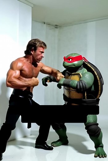 Une seule Tortue Ninja a osé défier Chuck Norris… #chucknorris #tortueninja #combat #franklin #humour