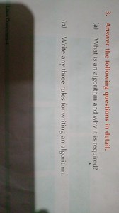 3. Answer the following questions in detail.(a) What is an alg... | Filo