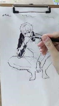 How to draw a person in a squatting position