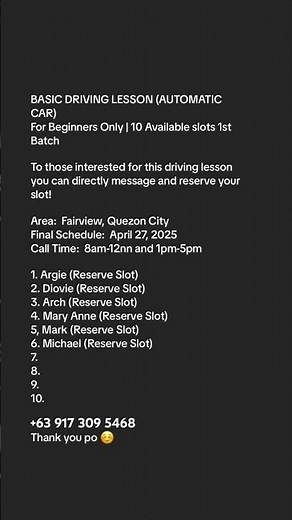 BASIC DRIVING LESSON (AUTOMATIC CAR)