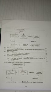Here is a flow diagram illustrating a series of organic reactio... | Filo
