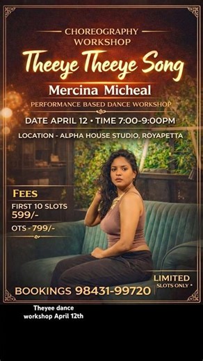 😍Theeye Workshop april12th | Chennai Royaletta Alpha house - Book your slots 🤗 Mercina | Dance