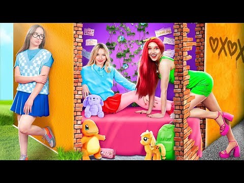 Poor Girl at Rich Overnight Challenge! 24 Hours at Secret Party in Forbidden House