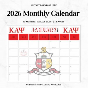 2026 Kappa Alpha Psi Calendar, Fraternity Monthly Planner (digital PDF Download) - Etsy