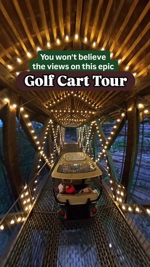 ✨ Check out those lights! ⠀ 🪨 This golf cart tour is so fun! Top of the Rock is located at the highest point in Taney County near Branson, Missouri. This heritage preserve features outdoor recreation and a variety of attractions. ⠀ ⠀ 🌿 One of the main features at Top of the Rock is the Lost Canyon Cave and Nature Trail. You don't even have to hike to see the stunning sights! Four person golf carts are available to rent to drive the 2.5 mile trail. ⠀ 🌿 The nature trail was created to highlight