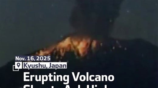Erupting Volcano Shoots Ash High Into Sky in Japan