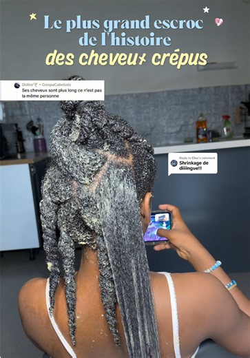 Replying to @Elise Le shrinkage est une caractéristique naturelle des cheveux bouclés, frisés et crépus. 🌿 Il est souvent le signe de cheveux en bonne santé, avec une bonne élasticité. 💬 Team « j'accepte mon shrinkage » ou team « je préfère les cheveux étirés » ? 😂 #cheveuxnaturels #soincapillaire #shrinkage #hairmask