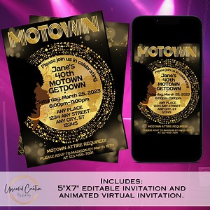 Motown Birthday Party Invitation Template – 60s & 70s Soul Train Disco Theme Retro Funk Adult Milestone Party Invite Motown Theme Party - Etsy
