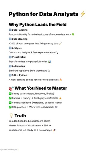 Datascience.ai on Instagram: "Python makes data work faster and easier — from cleaning to charts to insight. Your dream AI career starts here! Top-1% mentors • Internship • 400+ projects • Placements ✔️ Only ₹499 to begin. 👉 Link in bio to enroll! #careerchange #learnAI #futurejobs"