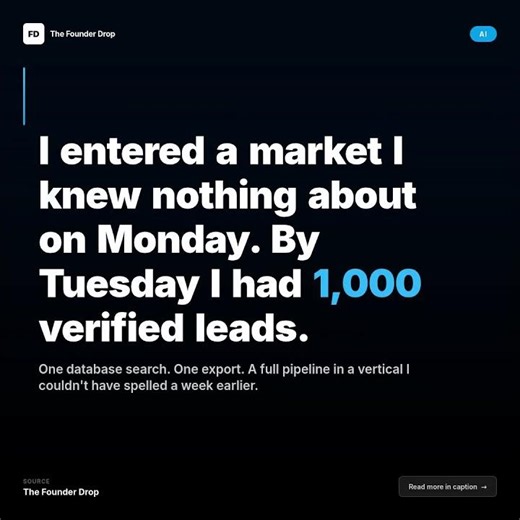 I entered a market I knew nothing about on Monday. By Tuesday I had 1,000 verified leads