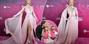 Paris Hilton dazzles in pink as she joins her family at the premiere of the documentary "Infinite Icon: A Visual Memoir"