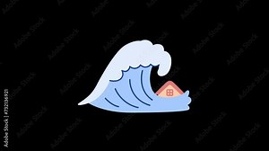 tsunami animation with looping , 4k resolution, and Alpha Channel