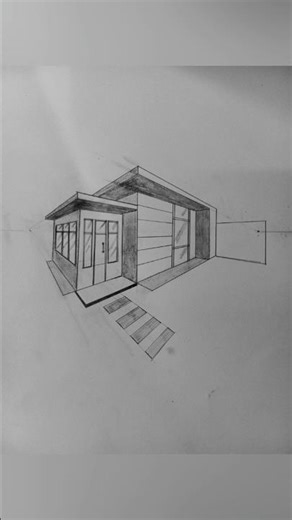 How to draw a house using 2-point perspective #drawing #pencil2d #opticalillussion #art #sketch