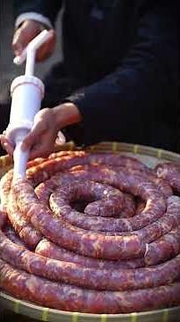 Making sausage links. The aroma!