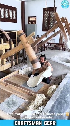 Traditional Craftsman Using MASSIVE Wooden Stamper to Make QUALITY Paper 💯