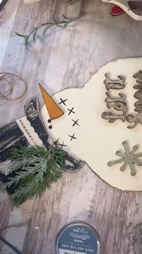 Rustic vintage farmhouse DIY craft kit. #crafting #craft #crafts #Christmas #snowman | Grace and Tattered Lace