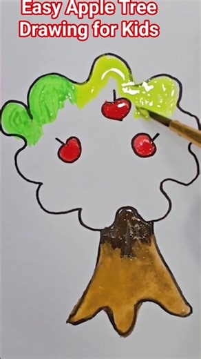 Easy Apple Tree Drawing for Kids | Simple Step-by-Step Art #kidsshorts ‪@ayazartfun‬ .