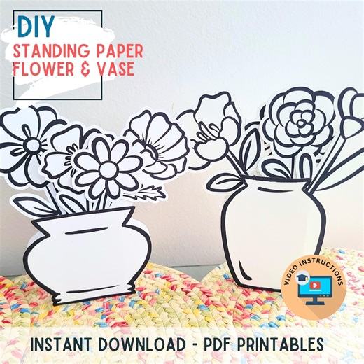 Spring 3D Paper Flower Vase Printable | DIY Standing Bouquet Craft | Mother’s Day Gift | Classroom Spring Craft | Instant Download-pdf - Etsy Australia