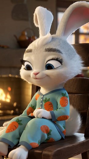Cozy Bunny Falling Asleep by the Fire