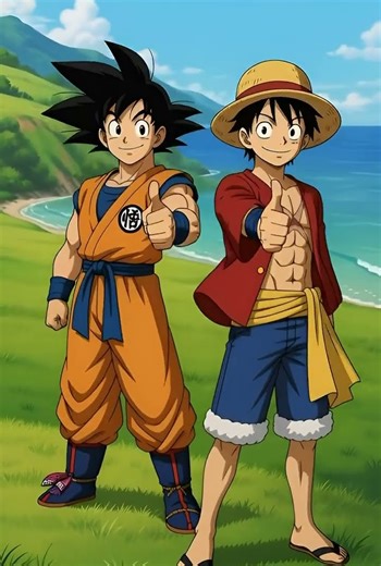 AI crossover: Goku & Luffy united ⚡️ #AI #Goku #Luffy #DragonBall #onepiece #shonenjpn