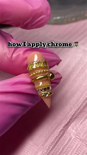 quick chrome tutorial 👀 #nailtok #banglenails #nailinspo #pressonnails #y2knails