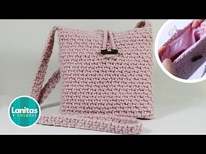 Bolso Cartera de algodón a crochet 👉 CON FORRO paso a paso | Lanitas y Colores