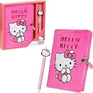 Hello Kitty Sanrio Diary with Lock and Key for Girls Teens Women Kuromi Notebook Journal Pen Gifts for Her (Pink)