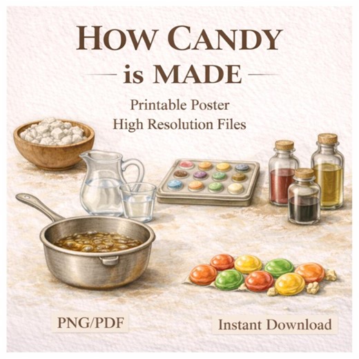 How Candy is Made Poster Printable | Professions Vocabulary | Jobs Poster for Kids | ESL Classroom Decor | Montessori Learning Chart - Etsy