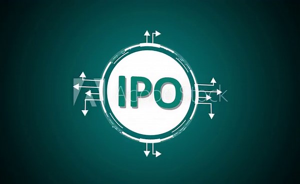 I P O concept network diagram with icons for global business finance and innovation initial public offering