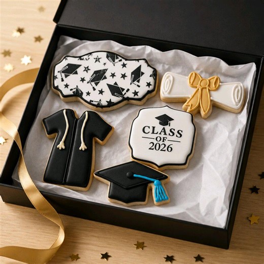 Custom Graduation Sugar Cookies Set | Class of 2026 Party Favors | Vanilla Iced Cookies - Etsy