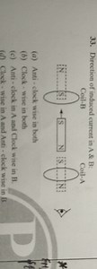 Direction of induced current in A & B:Diagram of Coil-A, Coil... | Filo