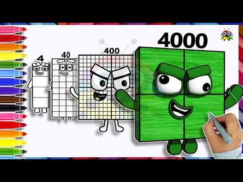 Numberblocks 4000,400,40 & 4 Drawing & Coloring For Kids | Learn To Draw Numberblock Easy Art Start