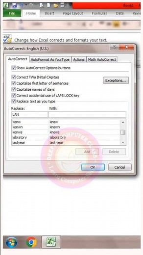 autocorrect in excel || Type Short, Get Full Form Instantly