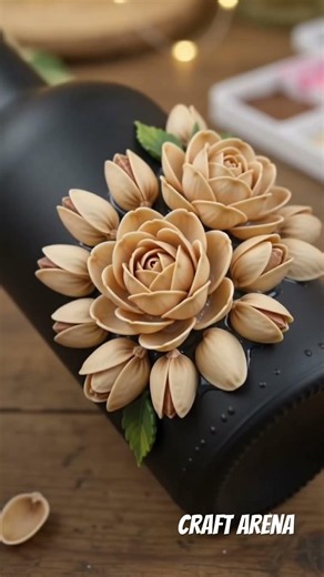 Waste Pistachio Shells to Stunning Flower Bottle Art 🌸✨ | DIY Bottle Decoration