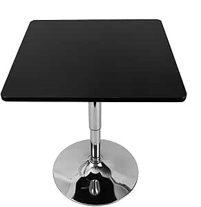 Pub Table, Round Pub Bar Table Round Bar Height Cocktail Table with Metal Base Height Adjustable 27.6-35.4" Black