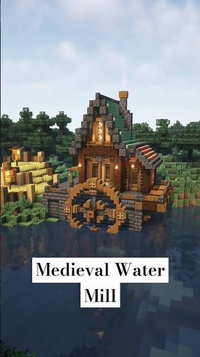 Minecraft Build - Medieval Water Mill #minecraft #minecraftbuilding #minecraftshorts #shorts