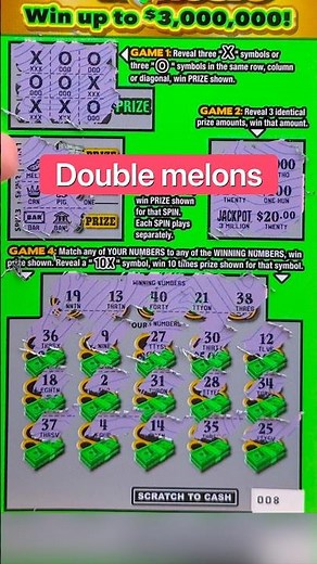 🍉🍉 = 💵 Money Match! #newyorklottery #scratchofftickets #shorts #scratchtherapy #money