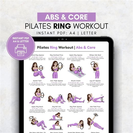 Pilates Ring Abs & Core Workout Poster, Pilates Ring Exercise Chart Printable, Core and Abs Pilates Exercises, Home Pilates Ring Workout PDF - Etsy UK