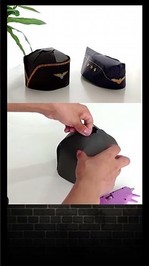 SOMBRERO DE AZAFATA DE CABINA CON CARTULINA PARA NIÑAS //GORRO DE AEROMOZA