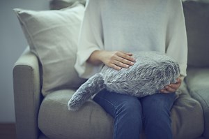 Qoobo, A Comforting Faceless Plush Robot Pillow That Wags Its Tail and Purrs Just Like a Cat