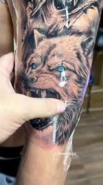 Realistic Spartan Tattoo With Wolf & Clock | Full Process Shoulder to Elbow
