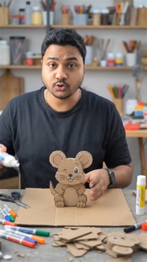 Cute Cardboard Mouse DIY 🐭❤️ | Easy Craft Idea for Kids & Beginners #shorts