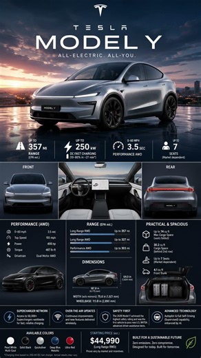 Tesla Model Y 2026 🔥 New Design, Range & Features Explained! #Tesla #ModelY
