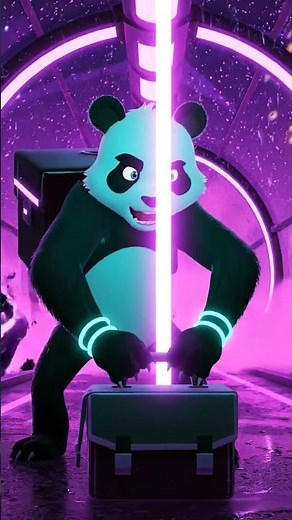 "Glass Tunnel Riddle: Teal Panda’s Neon Strip Rescue"